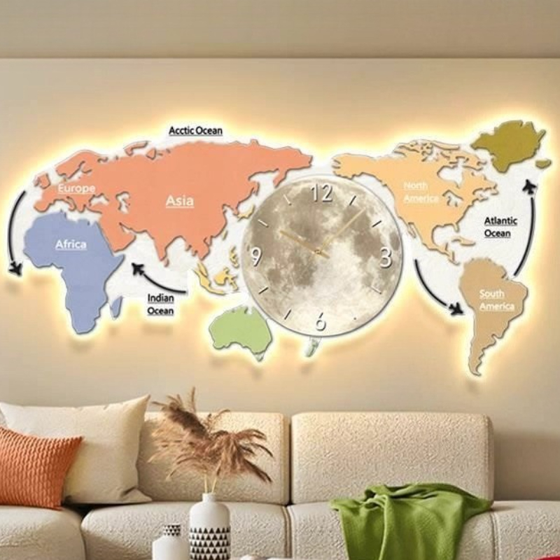 World Map Glowing Wall Clock L - Luxury Watch Wall Clock recension och pris